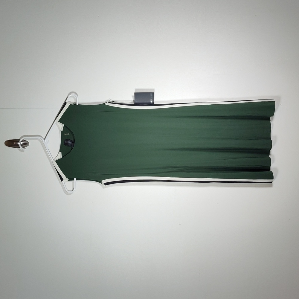 NWT Norma Kamali Side Stripe Sleeveless Swing Dress in Forest Green‎ XS